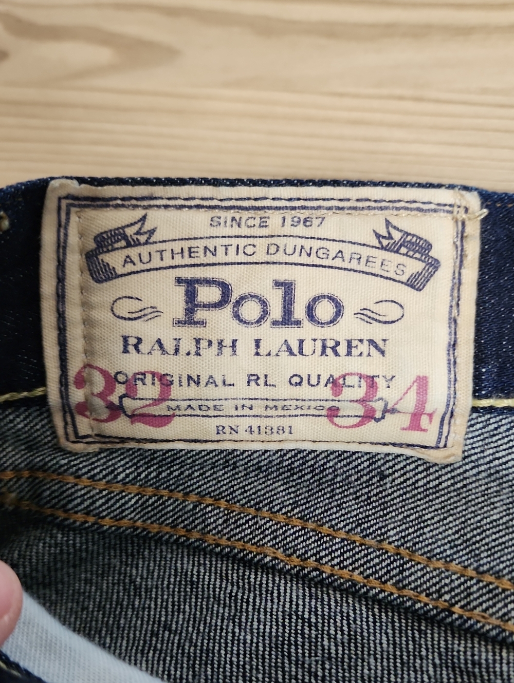 Polo Ralph Lauren Authentic Dungarees Men's Dark Wash Straight Jeans 34x33 - Picture 8 of 11